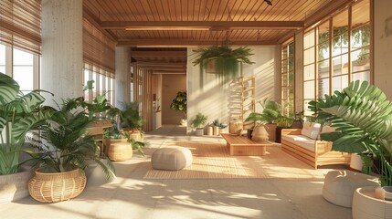 Contemporary Indoor Space Filled With Lush Greenery and Natural Light in a Cozy Setting