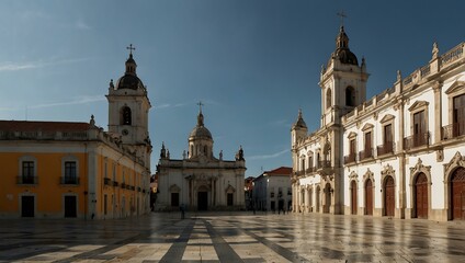 Fototapeta premium Sa da Bandeira Square with a view of Santarém Cathedral.