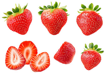Fresh whole strawberries and vibrant sliced pieces ready for a delicious treat