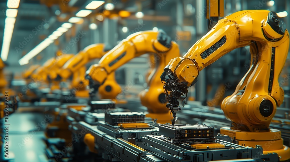 Poster robotic arms in modern assembly line operations