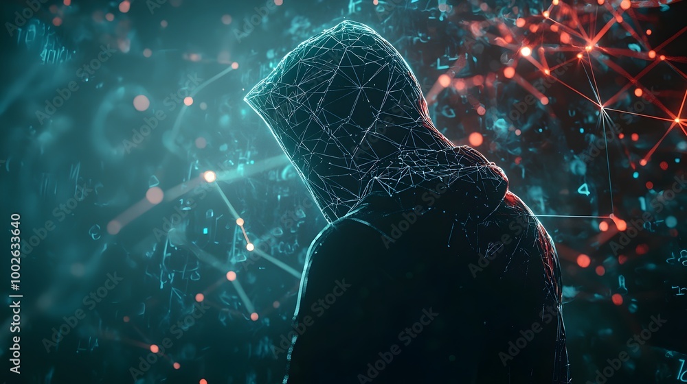 Poster captivating digital landscape with futuristic network of interconnected particles and illuminated