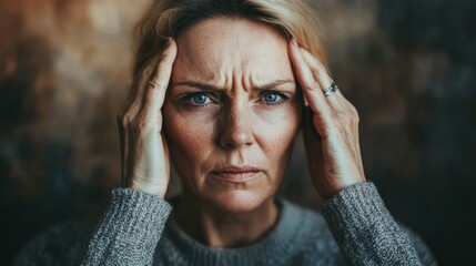 Middle-aged Woman Experiencing Migraine in a Calm Environment