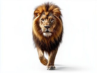 Fototapeta premium Majestic Lion Walking with Flowing Mane