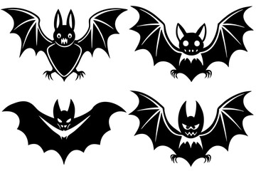 set of halloween bats silhouette vector illustration black 