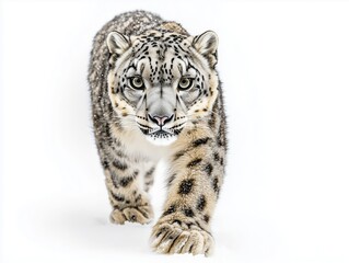 Snow Leopard Walking Through Fresh Snow