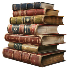 A stack of vintage books with ornate covers displays their rich history and timeless charm, perfect for literature enthusiasts.