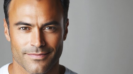 Fototapeta premium Close-Up Portrait of Smiling Confident Man with Stubble