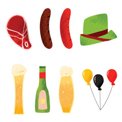 Watercolor Oktoberfest Element Vector Collection