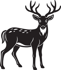 Fototapeta premium Minimalist deer silhouette in vector style on a white background, highlighting the animal's elegant shape