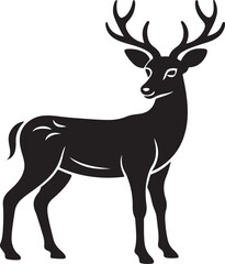 Obraz premium Minimalist deer silhouette in vector style on a white background, highlighting the animal's elegant shape