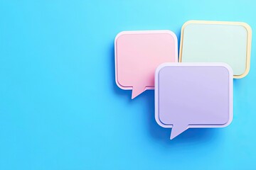 Naklejka premium Pastel Speech Bubbles on Blue Background