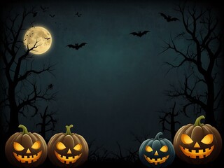 Spooky Halloween elements on a blank border background for promotions.