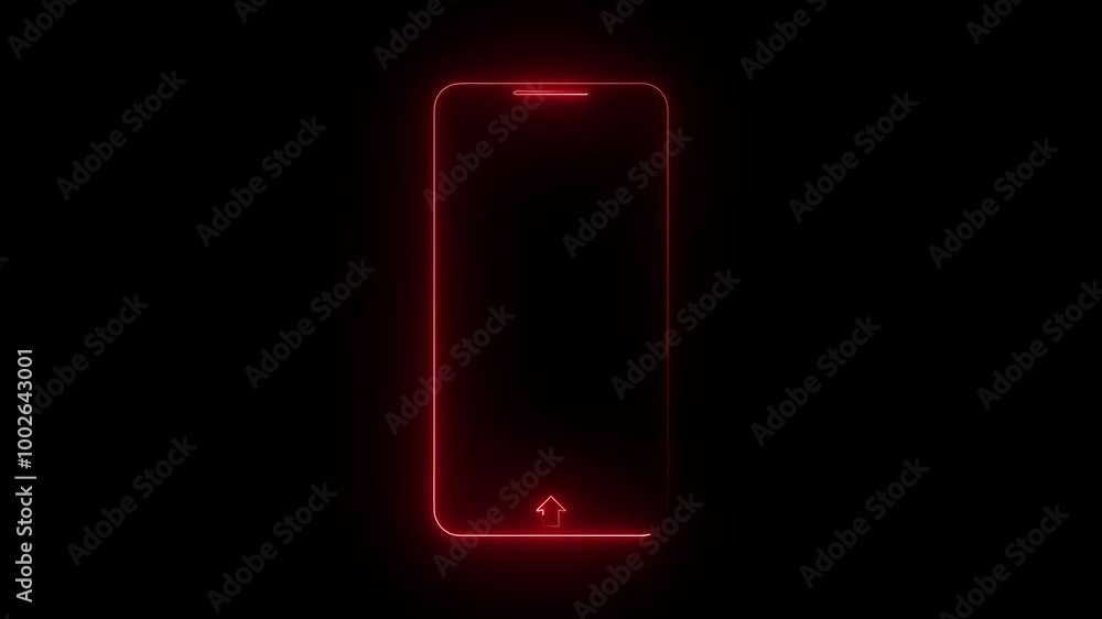 Aufkleber glowing neon line smartphone, mobile phone icon. neon rectangle type mobile frame loop animation. 4k