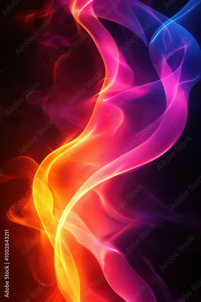 Poster neon background, a striking background of neon curves presents an electrifying display of light. the