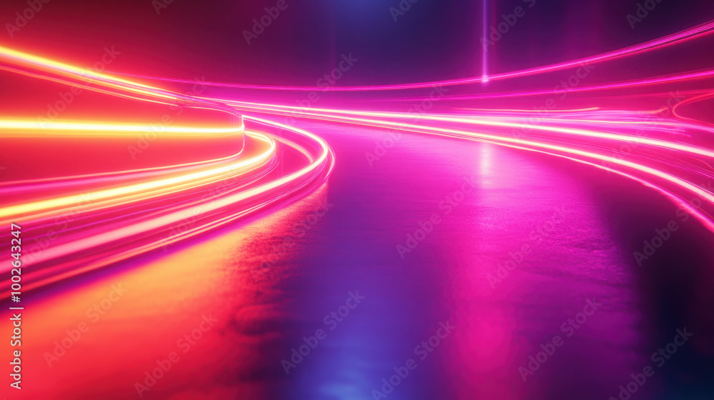 Poster neon background, a striking background of neon curves presents an electrifying display of light. the