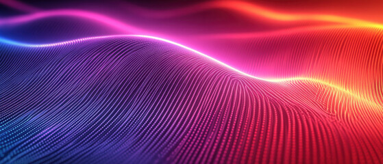 Obraz premium neon background, Bold, curved neon lines form an alluring background that pulses with energy. The intentional leading lines draw attention to the spacious area, which makes up