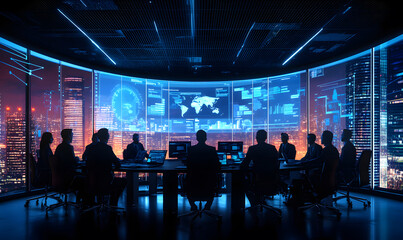 Futuristic Business Collaboration: AI-Driven Strategies, Augmented Reality Insights, Virtual Reality Simulations, and Holographic Financial Data for Smart Office Innovation