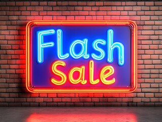 Fototapeta premium Neon Flash Sale sign in a vintage, perfect for promotions and quick sales.