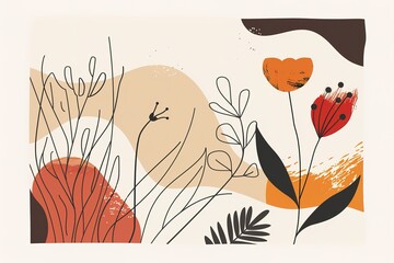 illustration painting handmade blossoming branch.
