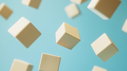 Abstract Floating Cubes Minimalist Design