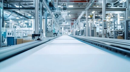 Obraz premium Bright and Efficient Print Shop with Automated Paper Conveyor System