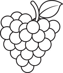 Grapes depicted as a silhouette in vector art style, set on a clean white background for a minimalist effect
