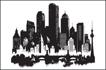 Fototapeta premium Boston City Skyline Vector Silhouette