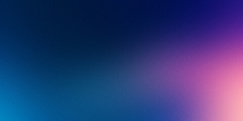 Abstract blue purple pink color wave on black background, grainy noisy banner backdrop design
