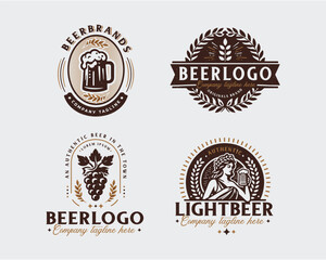 Fototapeta premium Set bundle vintage brewery beer bar logo for business company