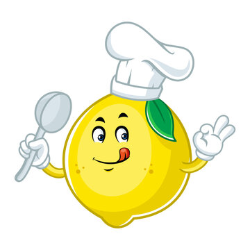 recommend clip art: Funny Cartoon Lemon Chef with a Spoon Holding a Spatula.