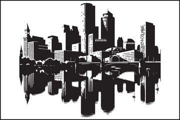 Obraz premium Boston City Skyline Vector Silhouette