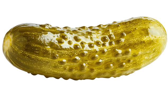Close-up of a shiny pickle showcasing its fresh texture on a bright backdrop