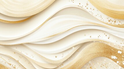 Obraz premium Elegant abstract layers of cream and gold create a luxurious and soothing visual backdrop for design and decor.