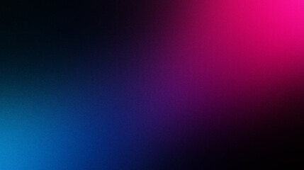 Abstract blue purple pink color wave on black background, grainy noisy banner backdrop design