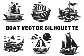 Boat Vector Silhouette Designs
