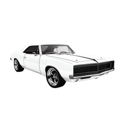 Classic white car with sleek design on a white isolated background. transparent background