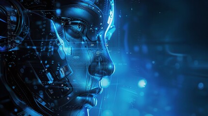 Stunning Blue Intelligent Robot Technology Background: A Futuristic and Advanced Vision. Explore the Possibilities