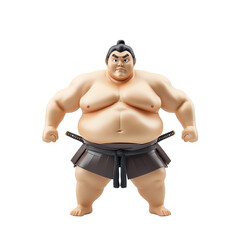 Sumo wrestler figurine, white isolate background transparent background