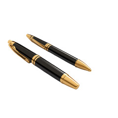 Naklejka premium Two elegant black pens with gold accents, isolated on a white background. transparent background