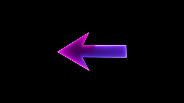 Neon glowing arrow Loop Animation direction in the left,Neon arrow icon concept.Arrow Loop Animation left  direction 