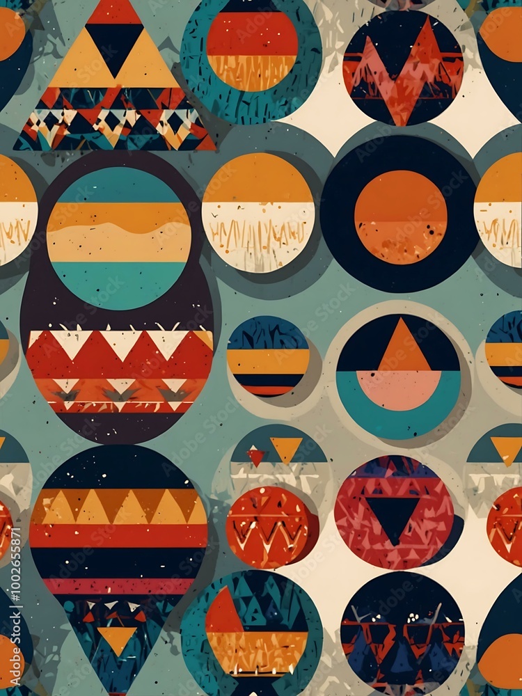 Poster trendy round shapes with triangular designs for various applications.