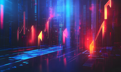 Futuristic Stock Market Chart with Glowing Data or Dynamic Financial Timeline for graphic background
