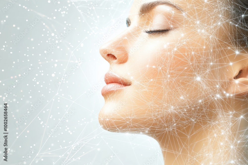 Leinwandbilder Abstract lines and dots create a stylish representation of skincare procedures and beauty treatment concepts. Generative AI
