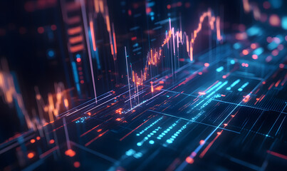 Futuristic Stock Market Chart with Glowing Data or Dynamic Financial Timeline for graphic background