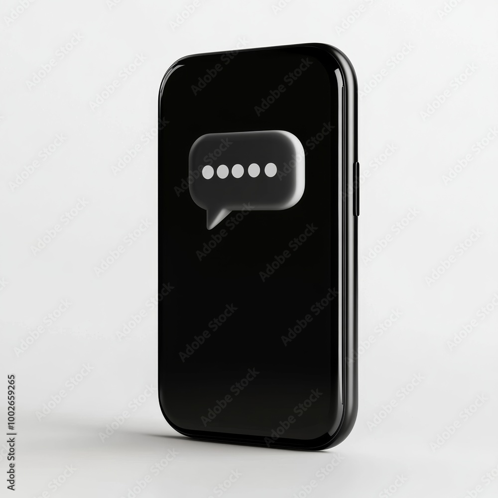 Poster an elegant and minimalist design of a black phone icon with a floating message bubble, illustrating 