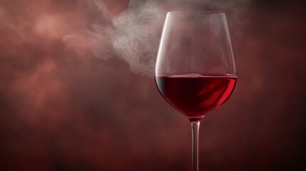 Glass of red wine with steam in