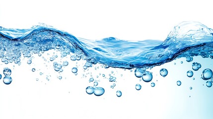 Crystal clear water wave with bubbles, ideal for showcasing freshness, cleanliness, and nature in various projects.