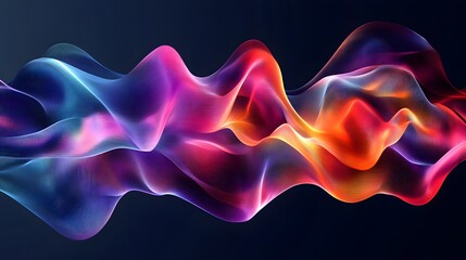 Colorful fluid shapes on a dark background, with glowing edges, flowing and elegant composition