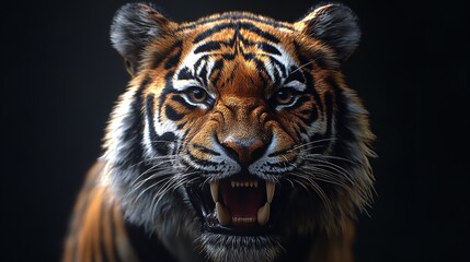 Fototapeta premium Powerful Black Tiger: Detailed Close-Up Isolated for Design Projects. Generative AI