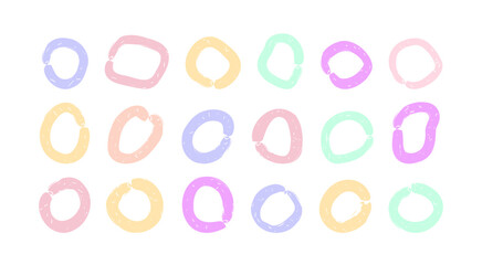 Fototapeta premium Abstract pastel colored shapes, frames. Set of doodle highlights in retro Y2K style